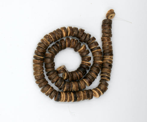 Brown Coconut Shell Beads, 10x4mm, Heishi